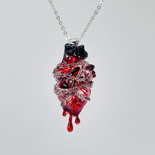 Original Design Handmade Wrapped And Bound Heart Pendant Couples Necklace